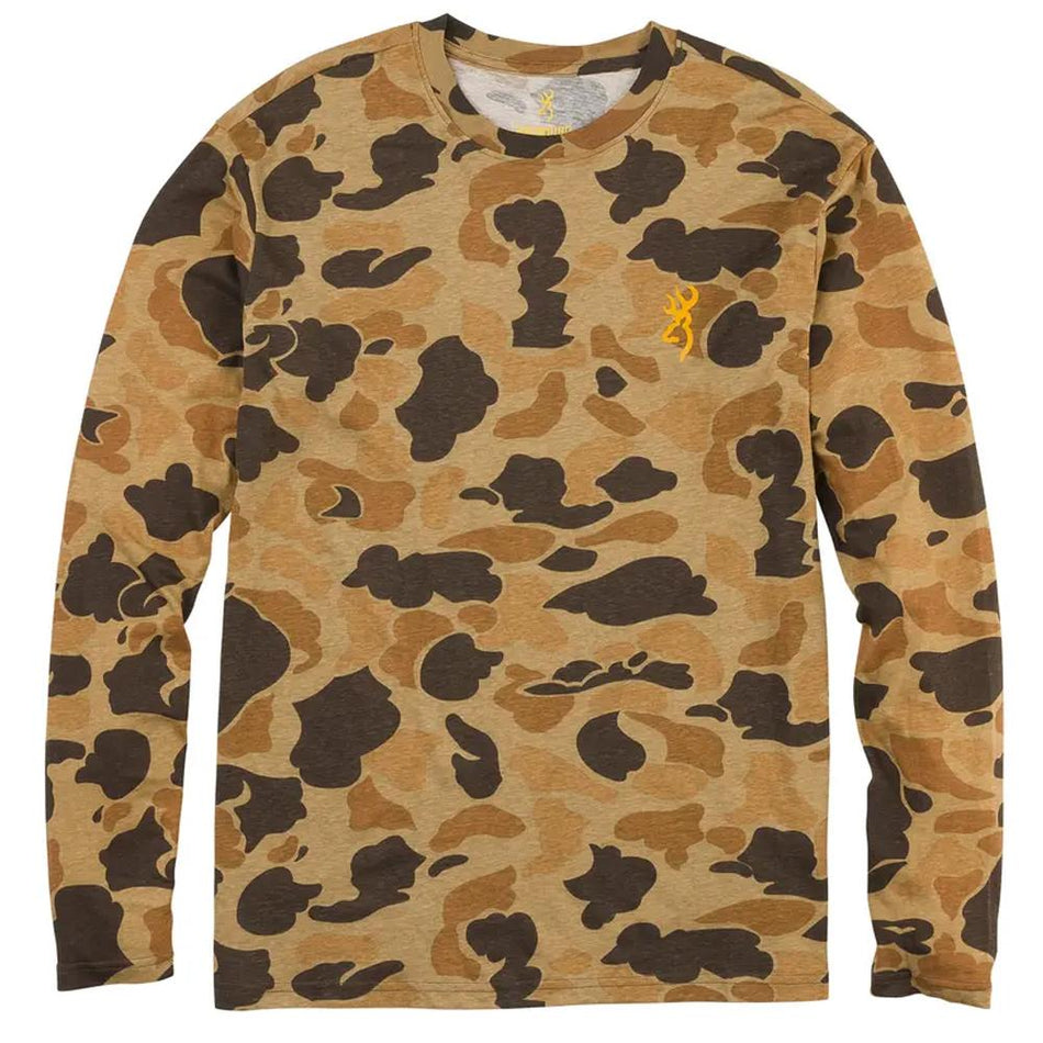 Browning Wasatch Long Sleeve T-Shirt Vintage Tan Camo XL Odor Control