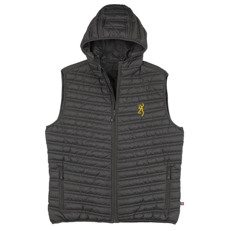 Browning Packable Puffer Hooded Vest in Carbon - Size Small