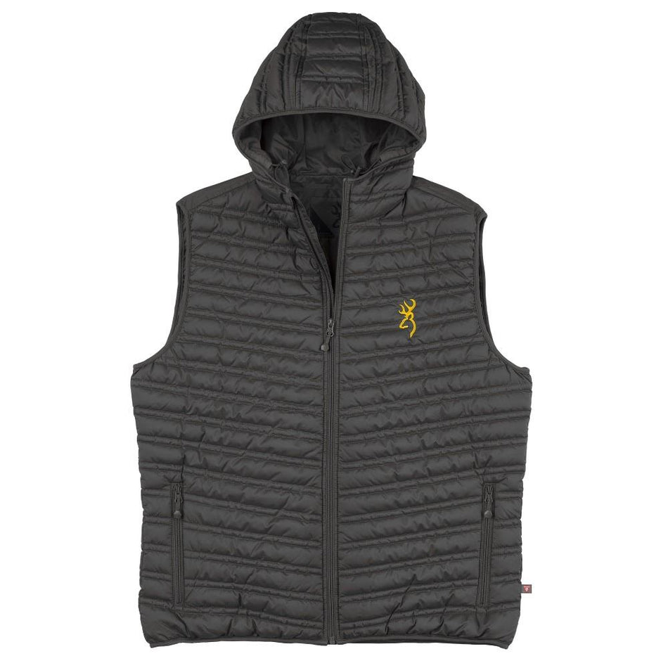 Browning Packable Puffer Hooded Vest in Carbon - Size Small