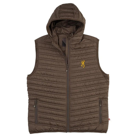 Browning Packable Puffer Hooded Vest Major Brown Small