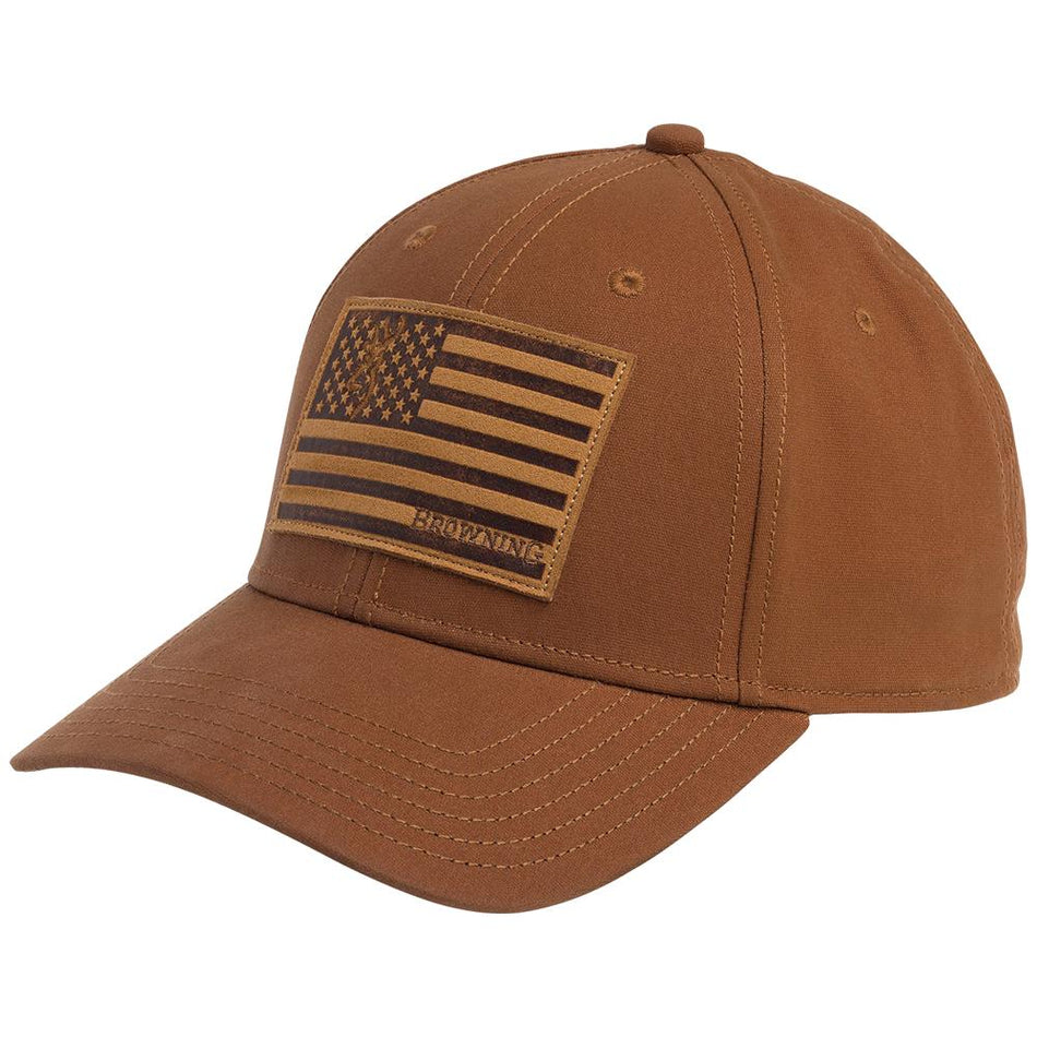 Browning Low Profile Cap Brown with American Flag Patch