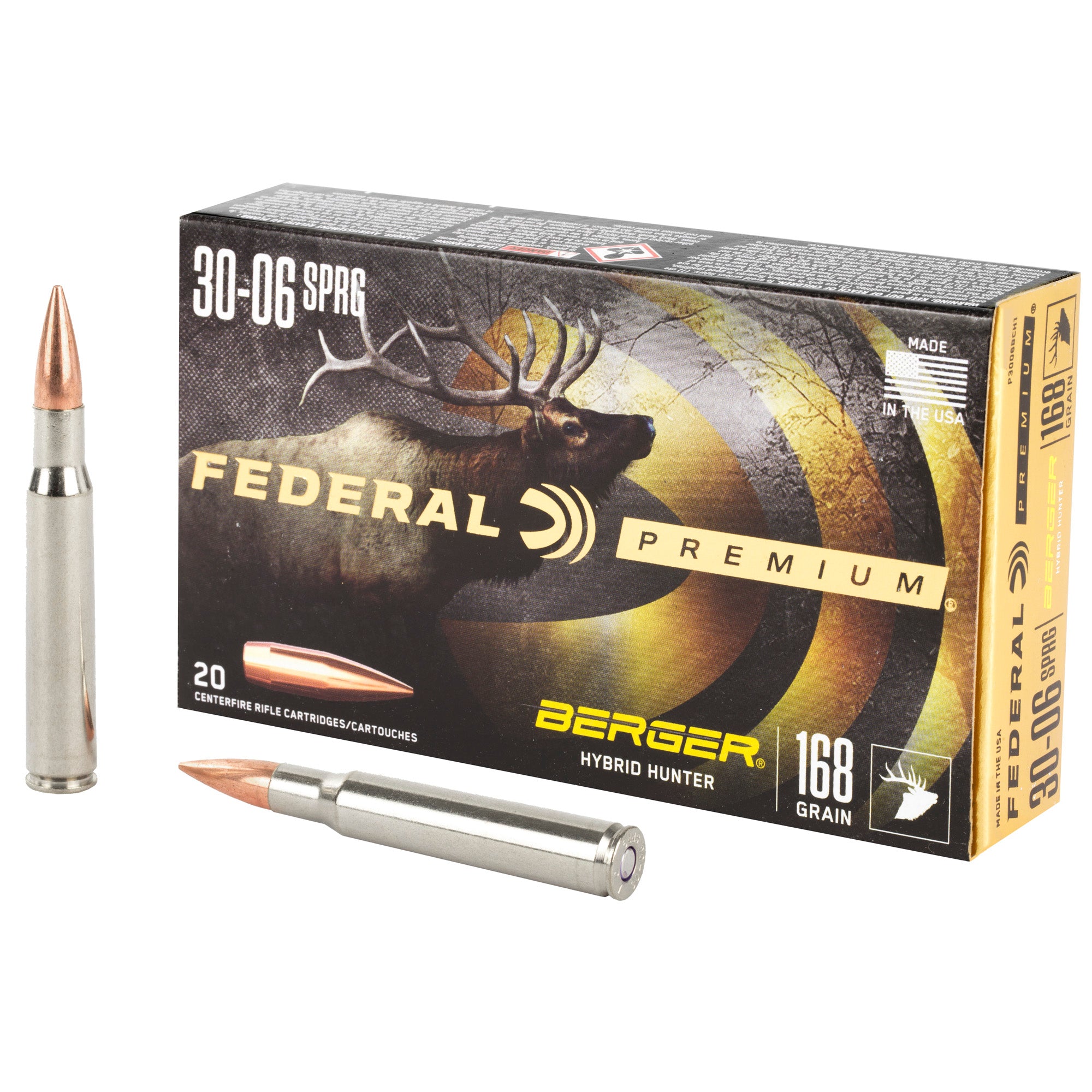 Federal Premium Rifle Ammo 30-06 Sprg. 168 gr. Berger Hybrid Hunter 20 rd.