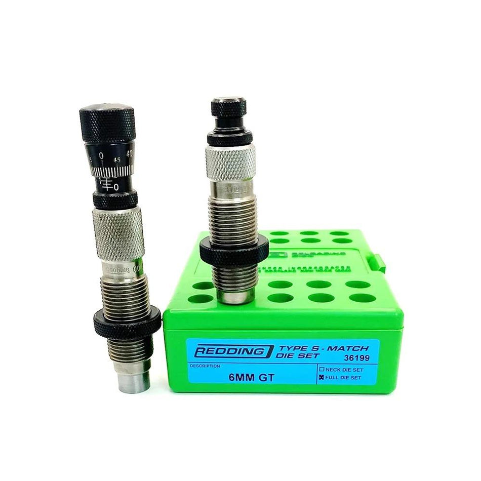 Redding 6mm GT Type S Match Bushing Full Length 2-Die Reloading Set