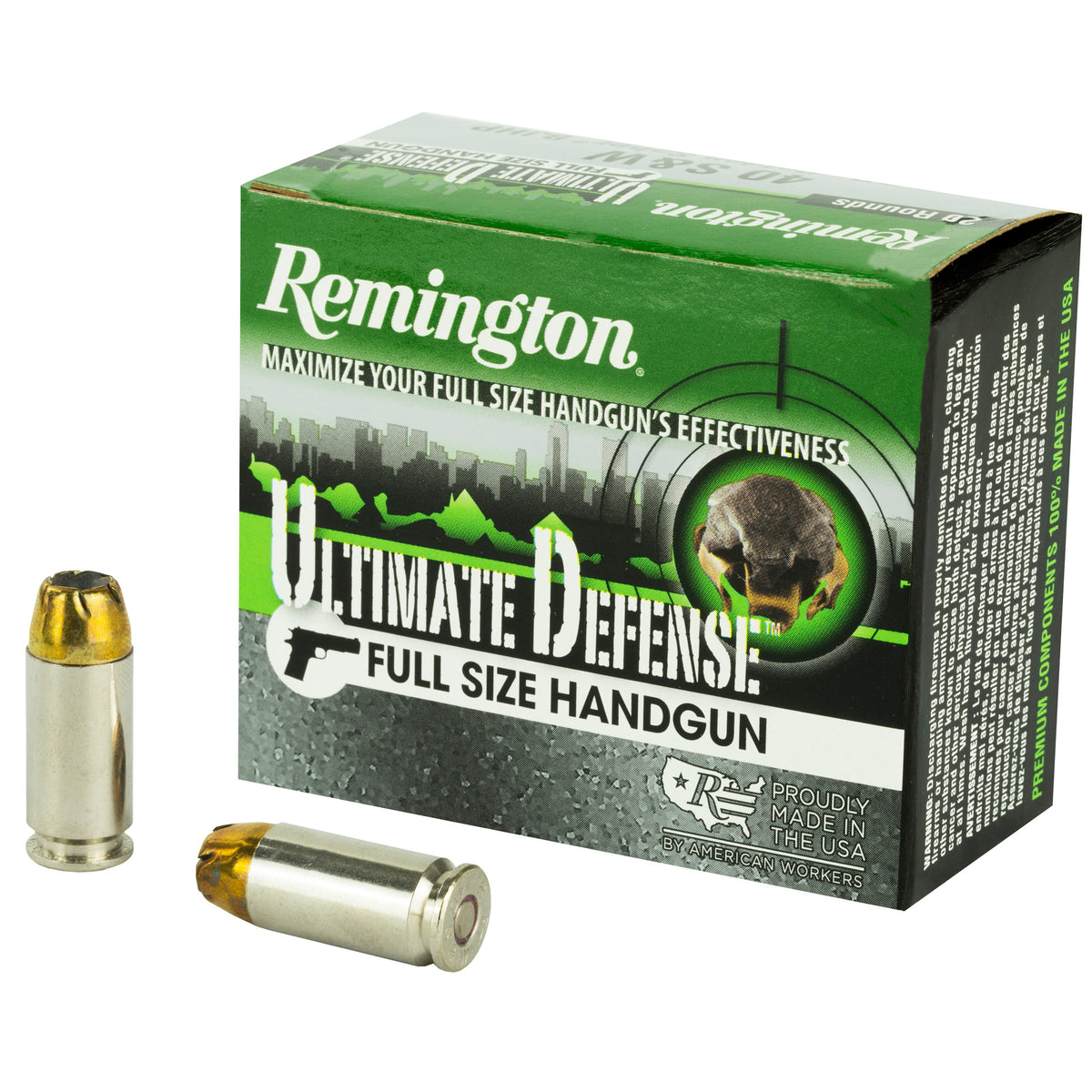 Remington 28957 Ultimate Defense Brass Jacket Hollow Point  165 Grain .40 S&W