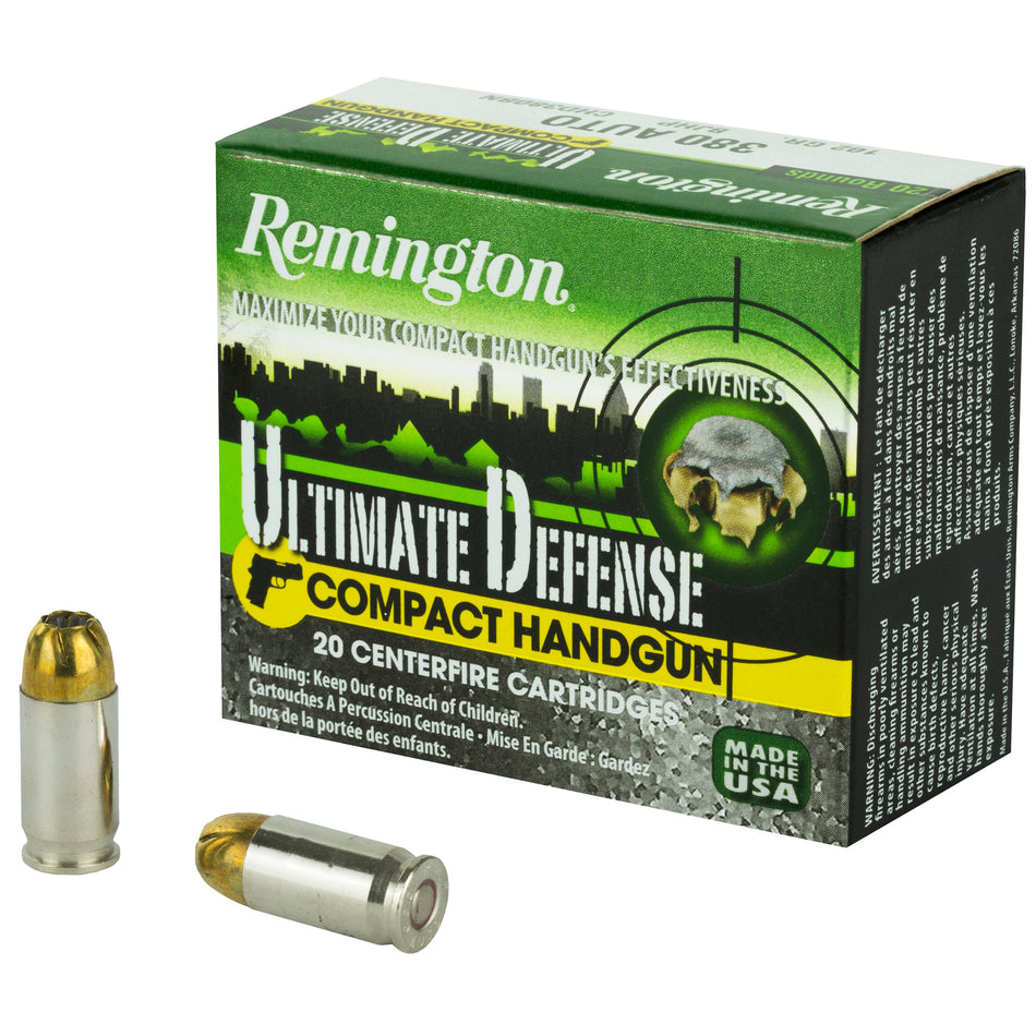 Remington 28964 Ultimate Defense Brass Jacket Hollow Point  102 Grain .380 ACP/Auto