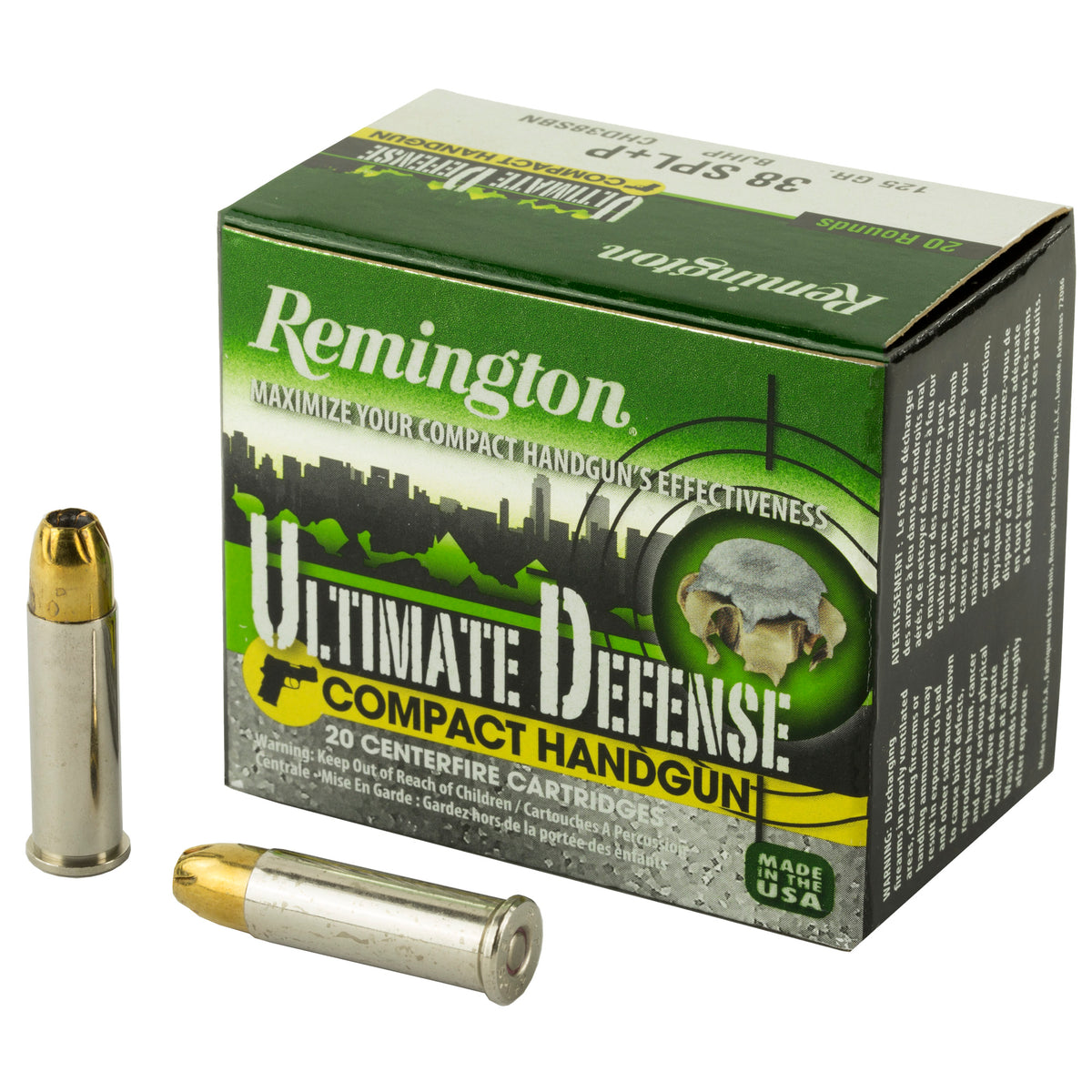 Remington Ultimate Defense Compact +P .38 Special 125 gr JHP ammo