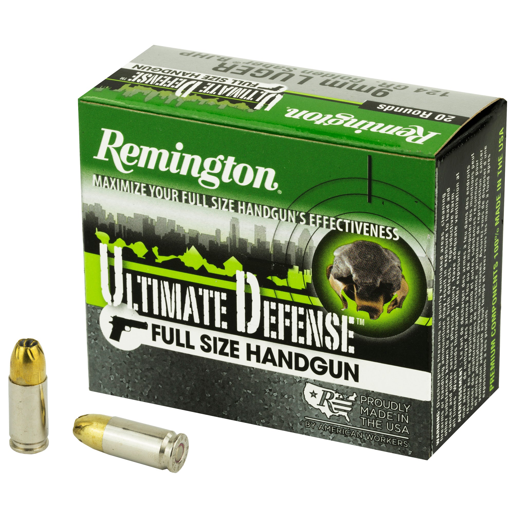 Remington Ultimate Defense Full-Size 9mm Luger / Parabellum 124 gr JHP ammo