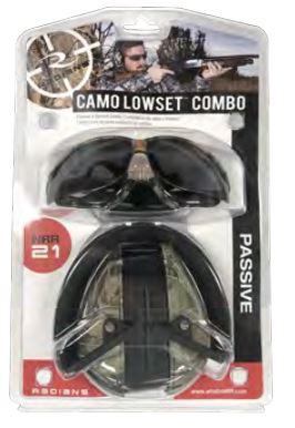 Radians Combo Set Lowset Camo Earmuff with Outback Camo Clear Lens Safety Glasses
