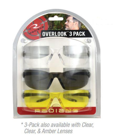Radians Overlook Shooting Glasses Combo Pack Clear and Amber Lens 3-Pack
