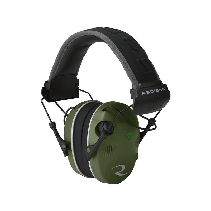 Radians Quad Mic Electronic Earmuff 24NRR with 3.5mm Stereo Jack Military Green/Black