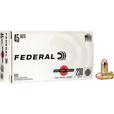 Federal RTP45230 Range and Target 45 ACP 230 gr Full Metal Jacket (FMJ)