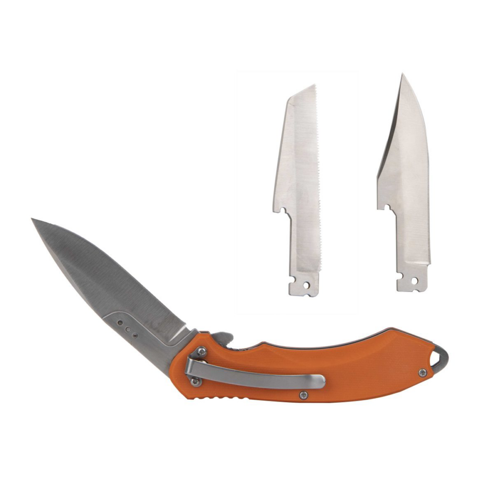 ABKT Elite Switch Folder Knife 4-1/4" Interchangeable Blades Orange Handle