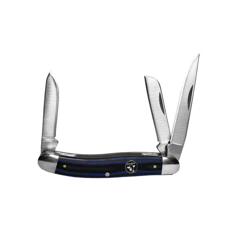 ABKT Cattleman Stockman Cowhand Series 3-Blade Knife Blue G10 Handle