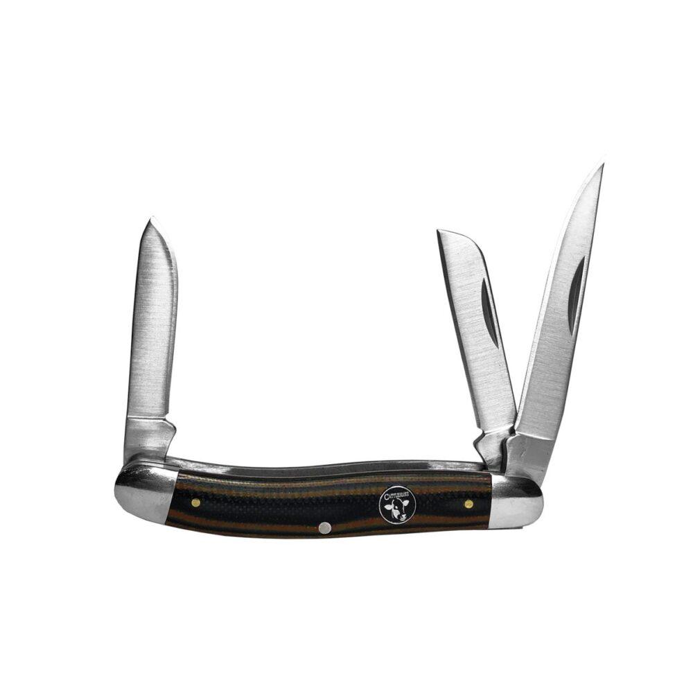 ABKT Cattleman Stockman Cowhand Series Pocket Knife 3 Blades Brown Handle
