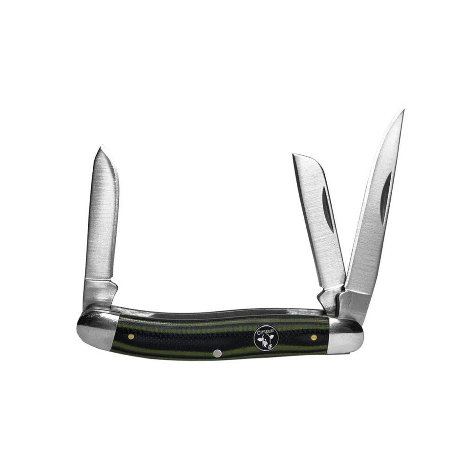 ABKT Cattleman Stockman Cowhand Series Pocket Knife 3 Blades Green Handle