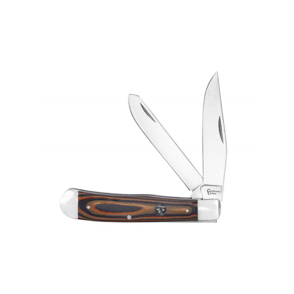 ABKT Cattleman Trapper Cowhand 2-Blade Pocket Knife with Brown G10 Handle
