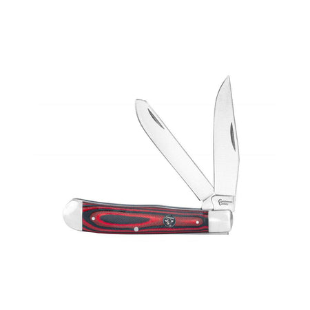 ABKT Cattleman Trapper Cowhand 2-Blade Pocket Knife with Red G10 Handle