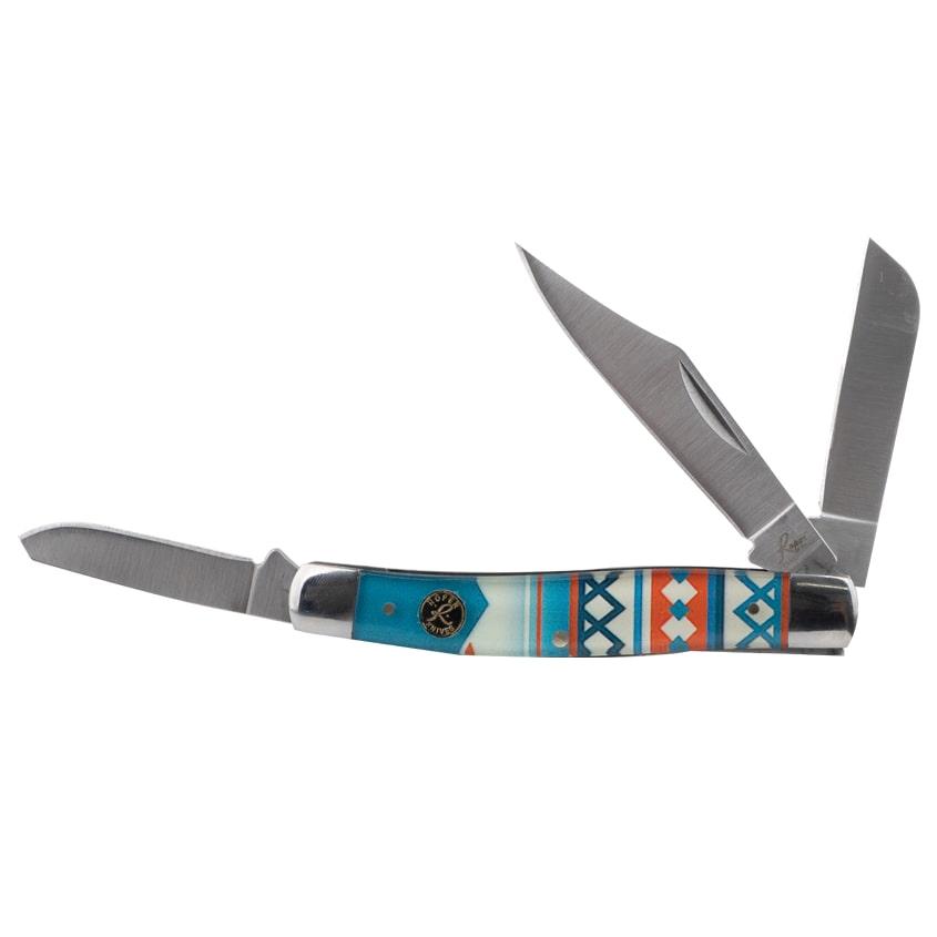 ABKT Roper Stockman Sunset Series Folding Knife 3 Blades Western Acrylic Handle