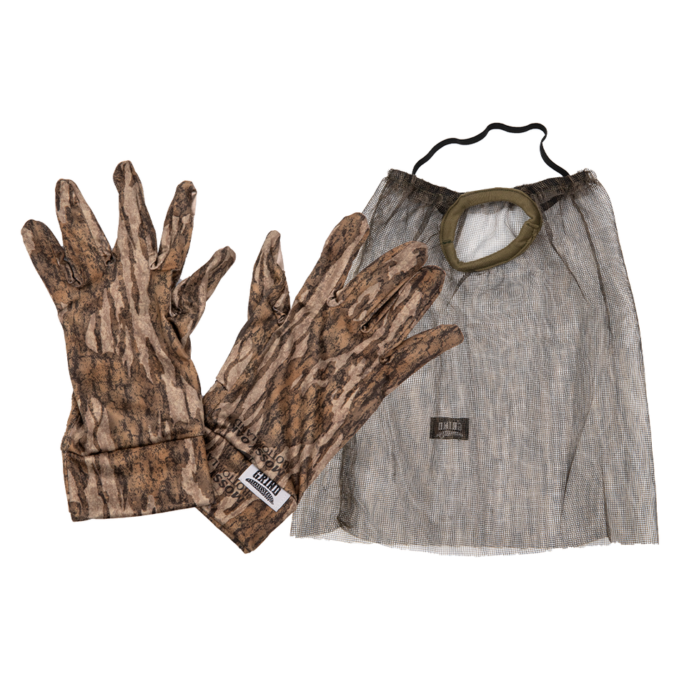 The Grind Face Mask and Glove Combo Mossy Oak Bottomland Camo