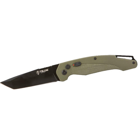 Telum Titan Tactical Automatic Folding Knife 4" Tanto Blade OD Green G10