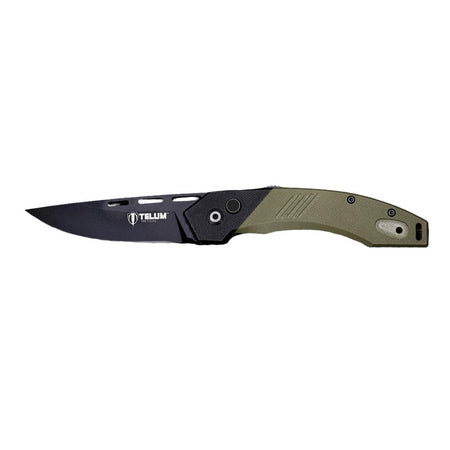Telum Scorch Tactical Automatic Folding Knife 3.5" Drop Point Blade OD Green