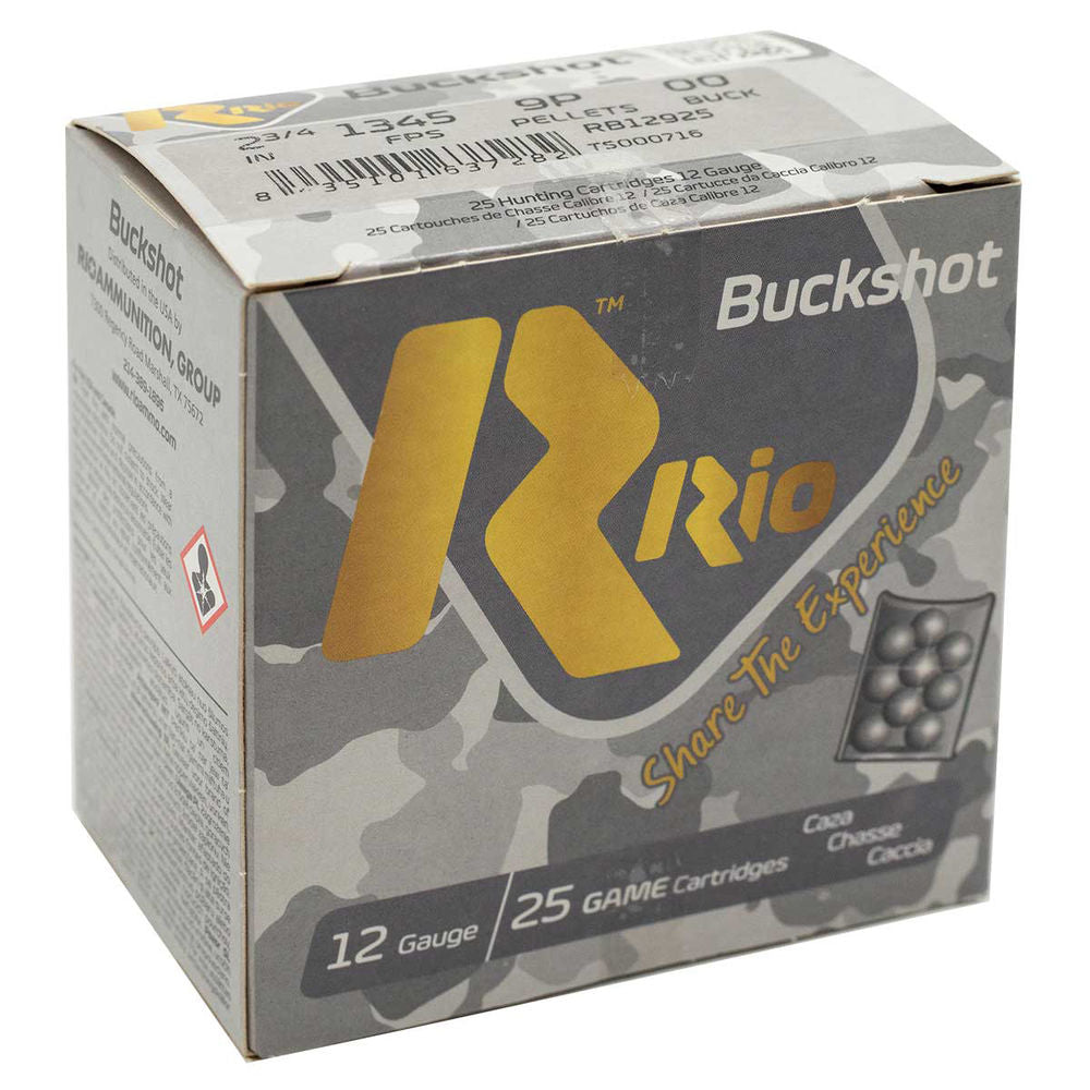 Rio Ammunition Royal Buck 9 Pellets 12 Gauge 2.75 in / 2.75 in 00 Buck 1-1/8 oz