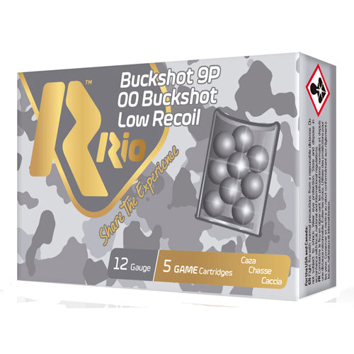 Rio Ammunition Royal Buck Low Recoil 9 Pellets 12 Gauge 2.75 in / 2.75 in 00 Buck 1-1/8 oz