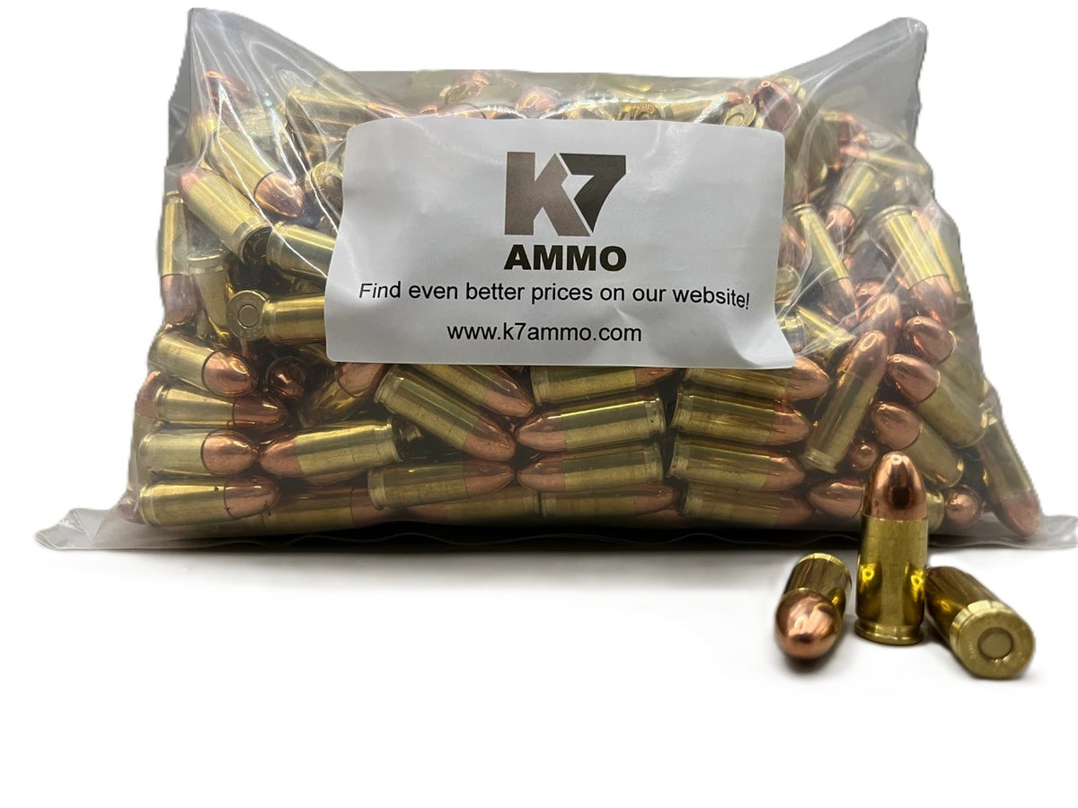 K7 9mm Luger 115 Grain Full Metal Jacket (FMJ) Range Ammo Bulk Pack(1000ct) - MADE IN THE USA