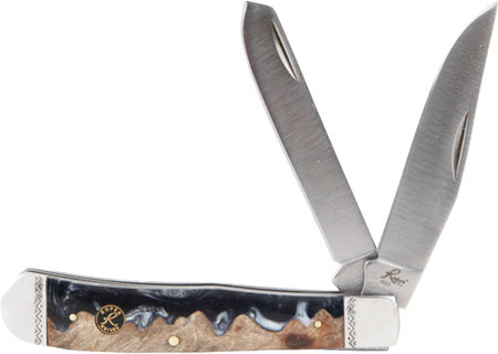 ABKT Roper Lahar Series 2-Blade Trapper 3.25" Wood Resin Handle Pocket Knife