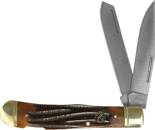 ABKT Roper Double Action Lockback Trapper 3.25" Coffee Bone Handle Knife