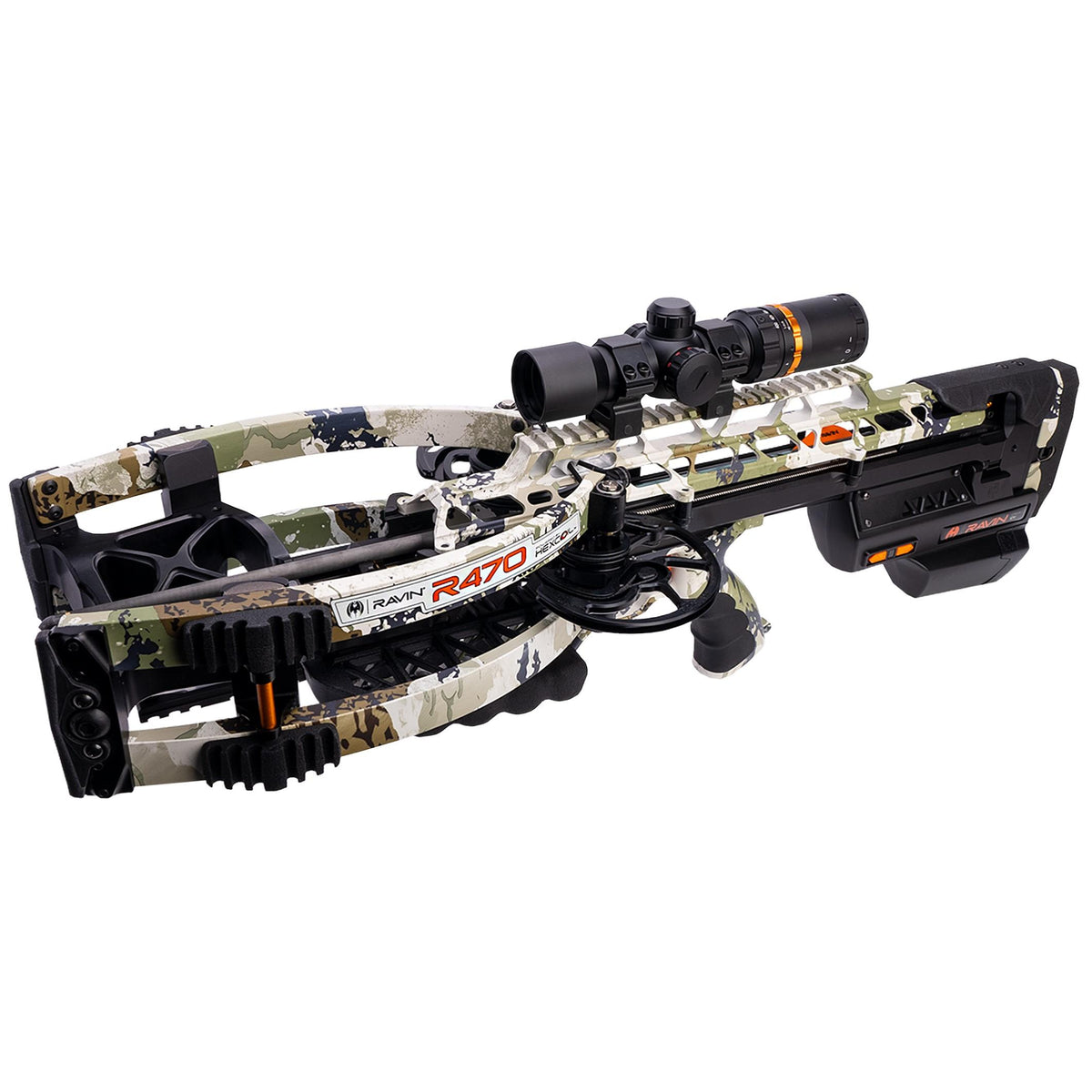 Ravin R470E XK7 Camo Crossbow 470 FPS with 100yd Illuminated Scope