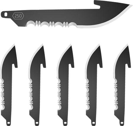 Outdoor Edge 2.5" Serrated Drop Point Black Replacement Blade 6-Pack