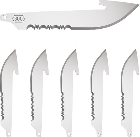 Outdoor Edge 3" Serrated Drop Point Black Replacement Blade 6-Pack