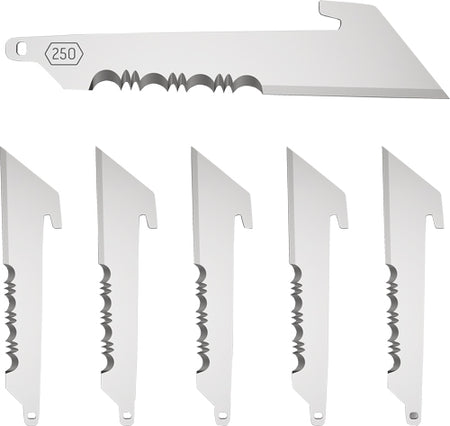 Outdoor Edge 2.5" Serrated Utility Black Replacement Blade 6-Pack