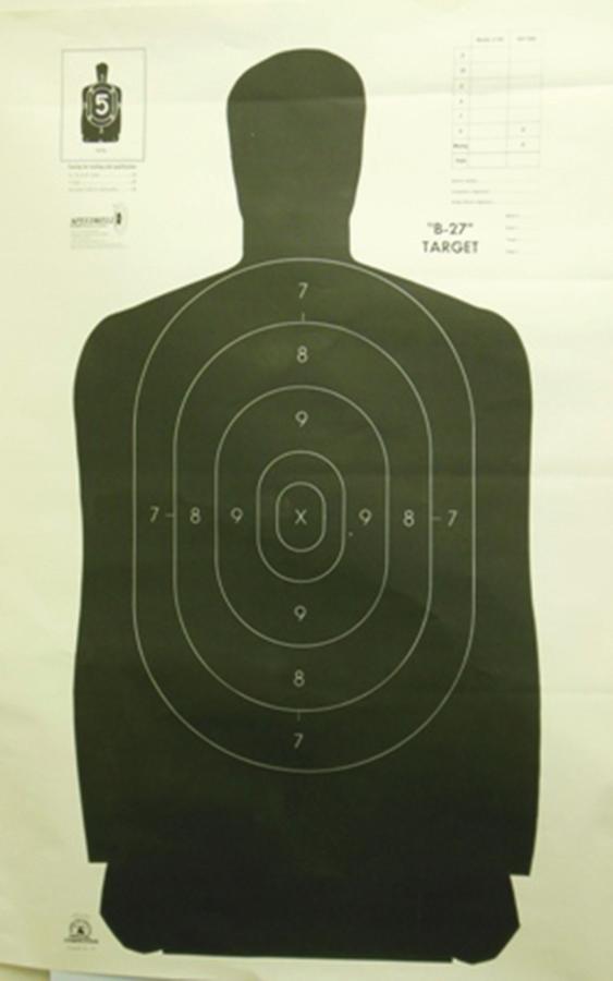 Speedwell Official NRA B-27 Police Qualification Silhouette Target Black 50yd 24x45 100/Pack