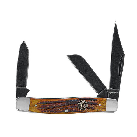 Remington Backwoods Stockman Folding Knife Brown Bone Handle