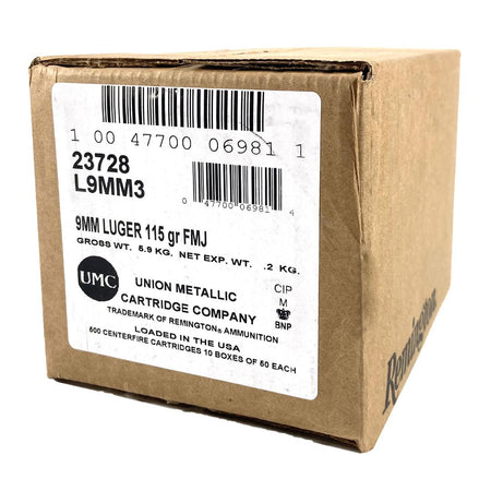 Remington UMC 9mm Luger / Parabellum 115 gr FMJ ammo
