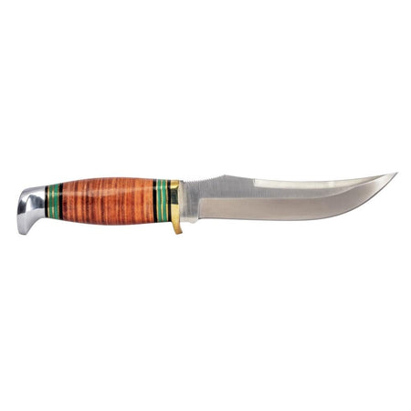 Remington Stacked Leather Handle Fixed Blade Knife 10" Overall with Brown Leather Sheath