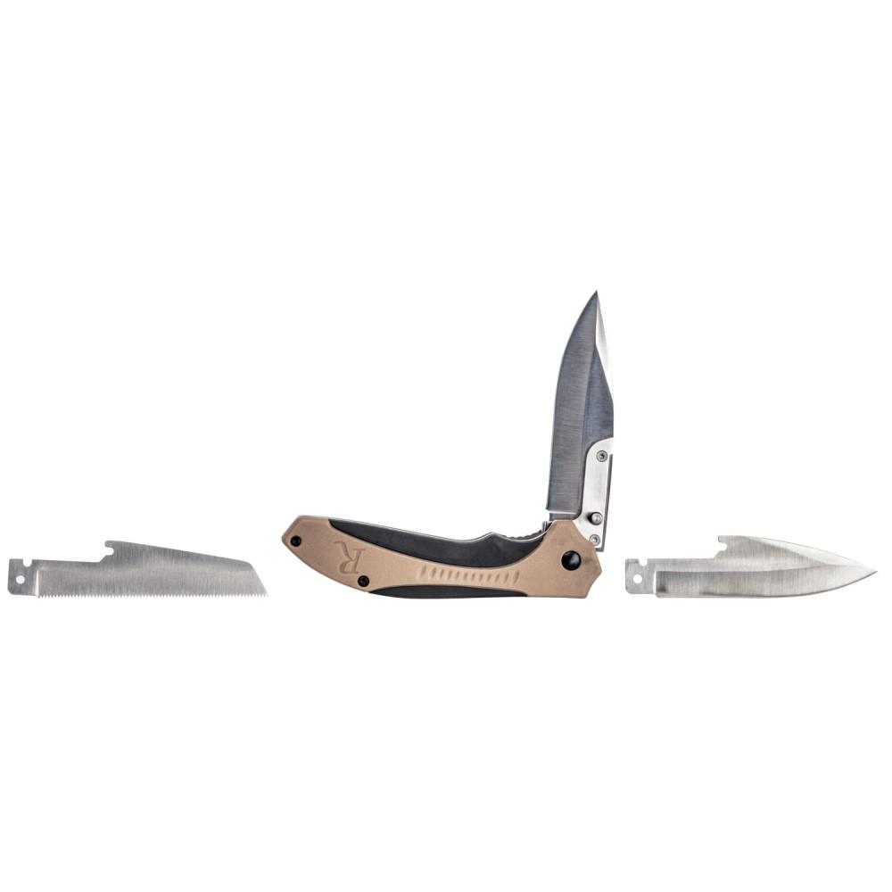 Remington RXB Liner Lock Folding Pocket Knife 4.5" Multi Blade Tan and Black