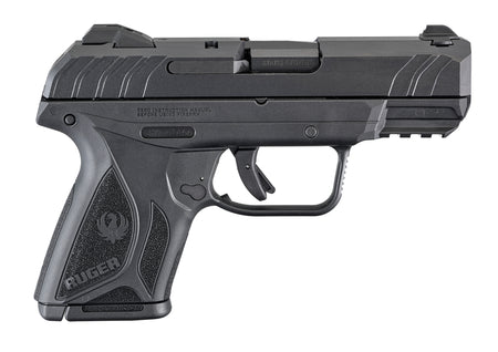 Ruger 3818 Security-9 Compact 9mm Luger 3.42" Barrel 10+1,Black Polymer Frame With Picatinny Acc. Rail, Black Oxide Steel Slide, Manual Safety