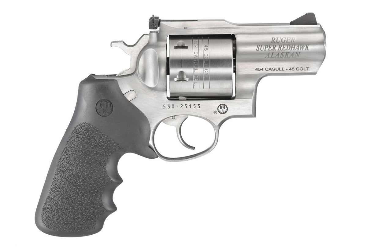 Ruger 5301 Super Redhawk Alaskan Large Frame 454 Casull 6rd 2.50" Satin Stainless Barrel, Frame & Cylinder, Hogue Finger Groove Tamer Monogrip, Grip Transfer Bar Safety, Exposed Hammer