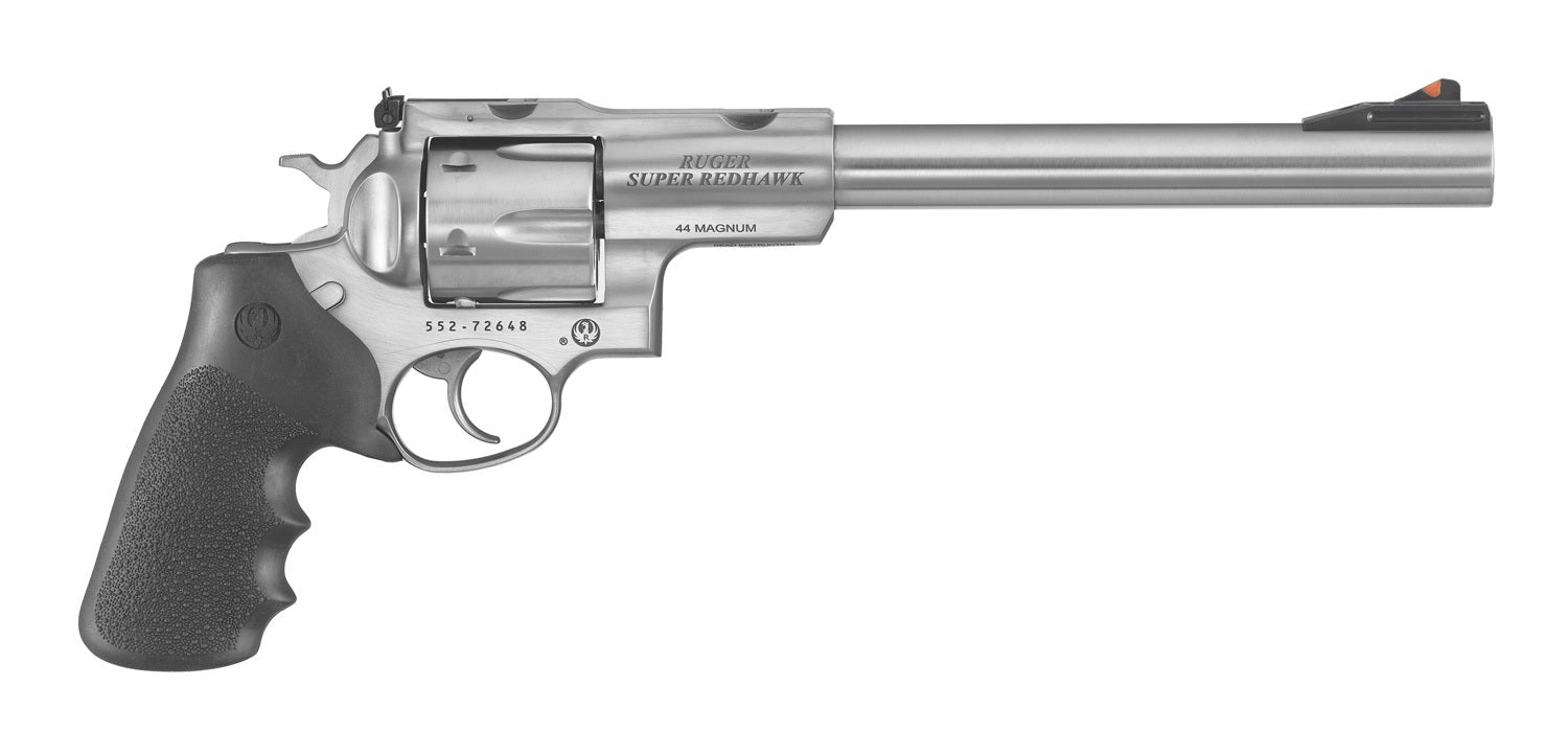 Ruger 5502 Super Redhawk Large Frame 44 Rem Mag/44 Special 6rd 9.50" Satin Stainless Steel w/Integral Mount Barrel, Satin Cylinder & Frame, Hogue Tamer Monogrip, Transfer Bar Safety, Exposed Hammer