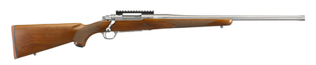 Ruger 57124 Hawkeye Hunter Full Size 7mm Rem Mag 3+1 24" Satin Stainless Steel Threaded Barrel, Picatinny Rail Steel Receiver, Fixed American Walnut w/Pistol Grip Stock