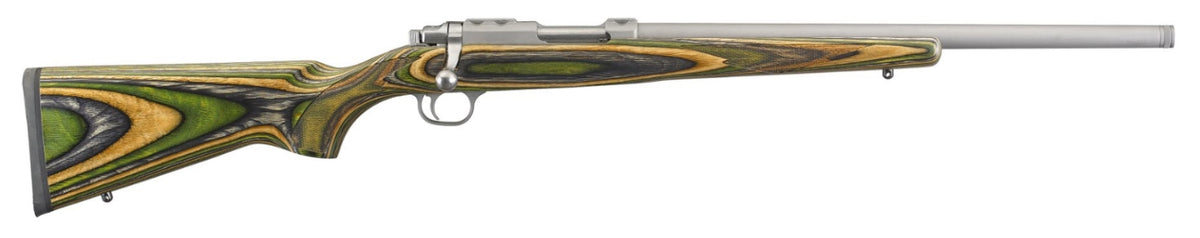 Ruger 7219 77/17 17 WSM 6+1 18.50" Threaded Barrel, Matte Stainless Steel, Integral Scope Mounts On Solid Steel Receiver, Green Mountain Laminate Stock