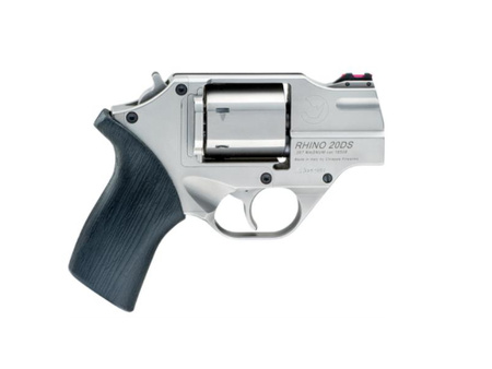 Chiappa Firearms CF340218 Rhino 200DS Small Frame 357 Mag 6 Shot 2" Nickel-Plated Steel Barrel & Cylinder, Nickel-Plated Aluminum Frame, Black Rubber Grip, Concealed Hammer