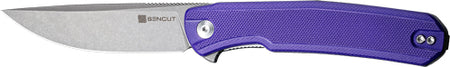 SENCUT Scitus Folding Knife 3.47" Gray Stonewash D2 Blade Purple G10 Handle