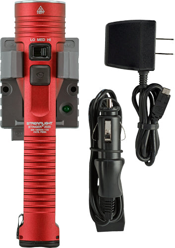 Streamlight Stinger 2020 LED Flashlight with 120V AC/12V DC Charger Red