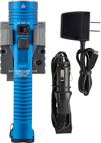 Streamlight Stinger 2020 LED Flashlight with 120V AC/12V DC Charger Blue