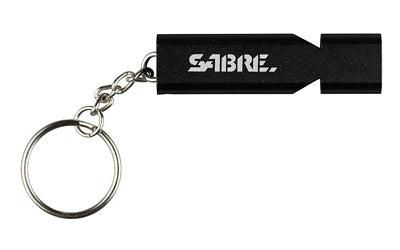 SABRE Emergency Safety Whistle with Keychain, Lanyard, and Carabiner, Black Matte