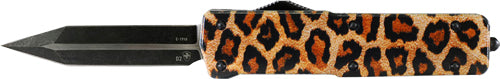 Templar Knife Small OTF Aluminum Leopard 2.75" Black Dagger Blade